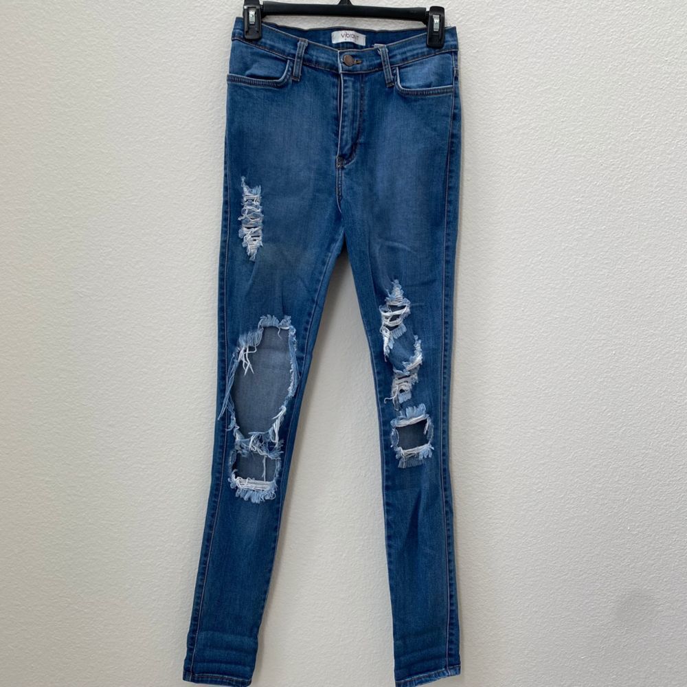Vibrant MIU High Waist Stretchy Distressed Jeans Womens size 27